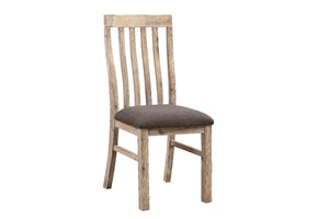 2x Wooden Frame Leatherette Dining Chairs | Solid Acacia Wood & Veneer | Oak Colour