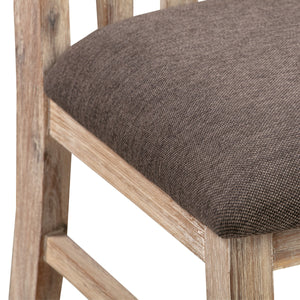 2x Wooden Frame Leatherette Dining Chairs | Solid Acacia Wood & Veneer | Oak Colour