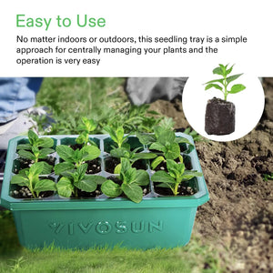 12-Pack Seed Starter Trays with Domes | 144-Cell Seedling Kit with Adjustable Humidity Vents, Drainage Holes & Base Trays