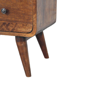 2 Drawer Curved Chestnut Chest | Solid Mango Wood | Sculptural Curved Design