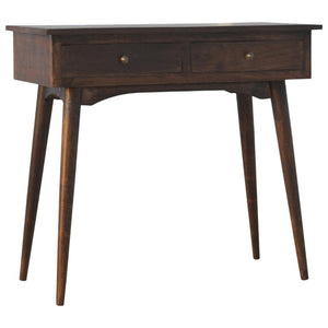 2 Drawer Hallway Console Table | Walnut Finish | Compact Entryway Storage
