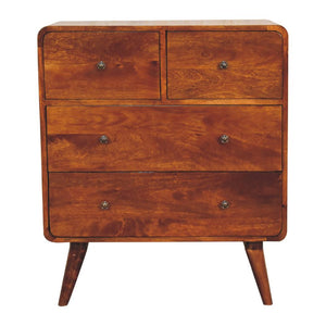 2 over 2 Curved Chestnut Chest | Solid Mango Wood | Sculptural Curved Design