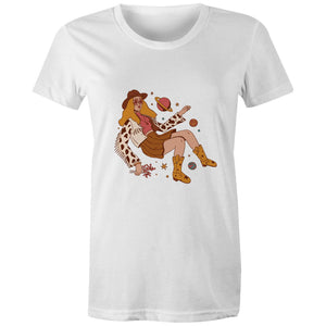 Women's Cowgirl In Space Maple Tee
