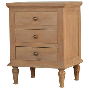 3 Drawer Mango Wood Bedside Table | Natural Timber | Bedroom Storage