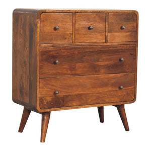 3 over 2 Curved Chestnut Chest | Solid Mango Wood | Sculptural Curved Design