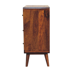 3 over 2 Curved Chestnut Chest | Solid Mango Wood | Sculptural Curved Design