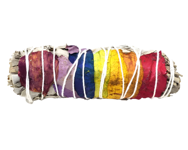 7 Chakra Sage Smudge Stick With Rose Petals