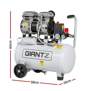 Quiet Air Compressor | 24L | 0.75HP Oil-Free | 40L/min Tyre Inflator
