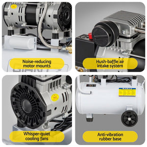 Quiet Air Compressor | 24L | 0.75HP Oil-Free | 40L/min Tyre Inflator