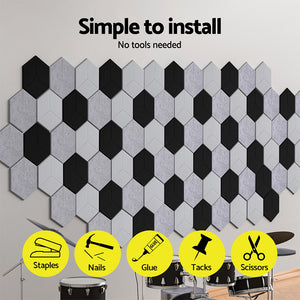 Alpha Acoustic Foam Panels | 12PCS | 35x30x0.9cm | Soundproof Absorption | Adhesive Grey