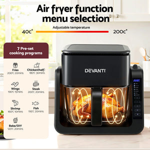 2-in-1 Air Fryer 5.5L | Dual Zone | Electric Cooker | Top Grill