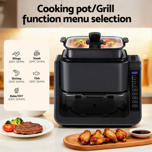 2-in-1 Air Fryer 5.5L | Dual Zone | Electric Cooker | Top Grill