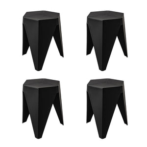 4PC Puzzle Stool | Plastic Bar Stools | Stackable | Black