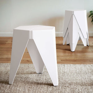 4PC Puzzle Stool | Bar Stools | Stackable | White