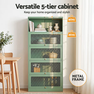ArtissIn Buffet Sideboard Cupboard Cabinet Storage Mesh Doors Metal Green ELIA
