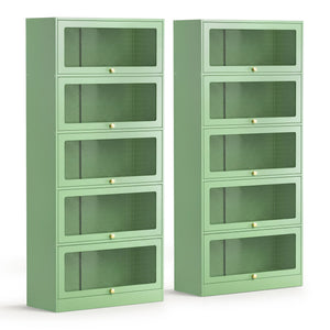 Artiss 2x Buffet Sideboard Cabinet Storage Cupboard Mesh Doors Metal ELIA Green
