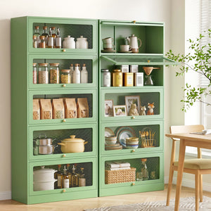 Metal Mesh Buffet Sideboard Cabinets | 2 Pack | Storage Cupboards | Green