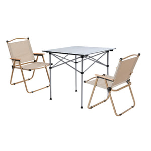 3pc Camping Table & Chair Set | Folding Aluminium | Portable Picnic Outdoor