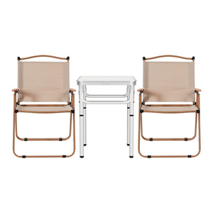 3pc Camping Table Chair Set | Folding Aluminium Picnic Set | Portable
