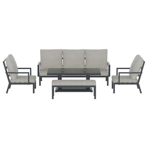 5-Piece Outdoor Furniture Setting | Table Chair Set | Aluminium Sofa | 7-Seater