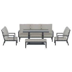 5-Piece Outdoor Furniture Setting | Table Chair Set | Aluminium Sofa | 7-Seater