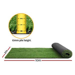Primeturf Artificial Grass | 2mx10m | 10mm | Synthetic Fake Lawn Turf | Plastic Olive