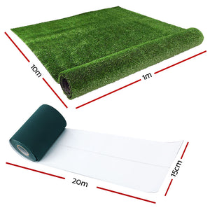 Primeturf 1x20m Artificial Grass | Synthetic Fake | 20SQM Turf Lawn | 17mm Tape