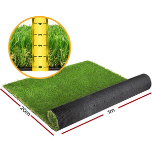 Primeturf Artificial Grass | 30mm | 1mx20m | Synthetic Fake Lawn Turf | Plastic Plant | 4-coloured