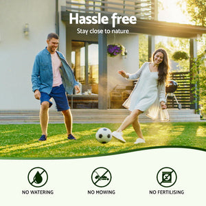 Artificial Grass Mat Set | 2 Rolls | 15mm Pile | 50cm x 2m | Indoor/Outdoor | Drainage Holes