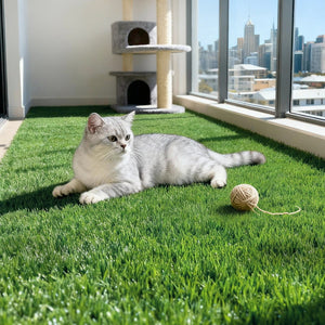 Artificial Grass Mat Set | 2 Rolls | 15mm Pile | 50cm x 2m | Indoor/Outdoor | Drainage Holes