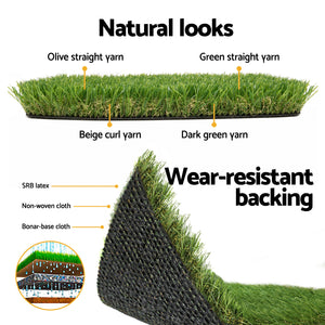 Primeturf Artificial Grass | 30mm | 2mx5m | Synthetic Fake Lawn Turf | Plastic Plant | 4-coloured