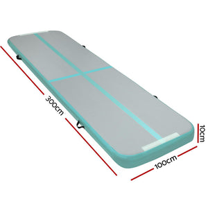 Everfit 3m x 1m Air Track Mat | Gymnastic Tumbling | Mint Green and Grey