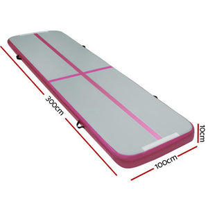Everfit 3m x 1m Air Track Mat | Gymnastic Tumbling | Pink and Grey