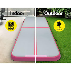 Everfit GoFun 3X1M Inflatable Air Track Mat | with Pump | Tumbling Gymnastics | Pink