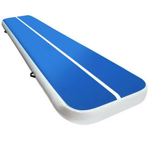 4m x 1m Inflatable Air Track Mat | 20cm Thick | Gymnastic Tumbling | Blue and White