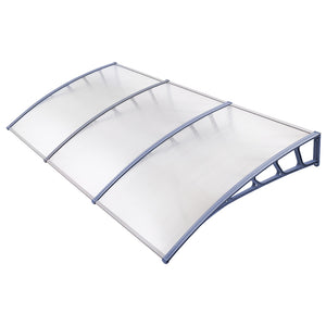 Window Door Awning Canopy | 1.5mx3m | Transparent Sheet | Grey Plastic Frame
