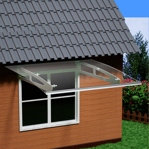 Instahut | Window Door Awning Canopy | 1mx1m | Transparent Solid Sheet | Aluminum Frame