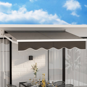 Retractable Folding Arm Awning | Manual Sunshade | 2Mx1.5M | Grey