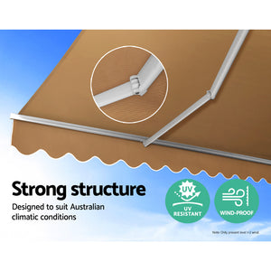 Instahut | Retractable Folding Arm Awning | Manual Sunshade | 4Mx2.5M | Beige