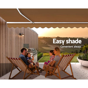 Instahut | Retractable Folding Arm Awning | Manual Sunshade | 4Mx2.5M | Beige