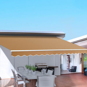 Instahut | Retractable Folding Arm Awning | Manual Sunshade | 4Mx2.5M | Beige