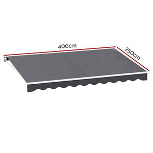 Retractable Folding Arm Awning | Manual Sunshade | 4Mx2.5M | Grey