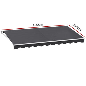 Retractable Folding Arm Awning | Manual Sunshade | 4.5Mx2.5M | Grey