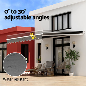 Retractable Folding Arm Awning | Manual Sunshade | 4.5Mx2.5M | Grey