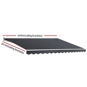 Retractable Folding Arm Awning | Manual Sunshade 5Mx3M Grey