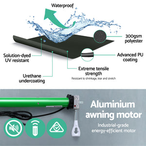Retractable Folding Arm Awning | Motorised Sunshade | 2.5Mx2M | Grey