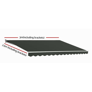 Retractable Folding Arm Awning | Motorised Sunshade | 3Mx2.5M | Grey