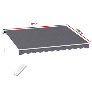 Instahut Retractable Folding Arm Awning Motorised Sunshade 3.5M X 3M Grey