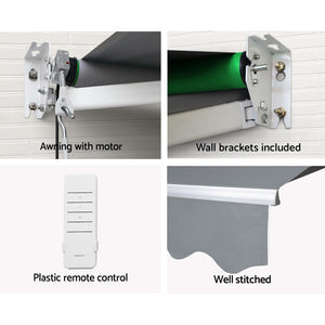 Retractable Folding Arm Awning | Motorised Sunshade | 4Mx2.5M | Pearl Grey