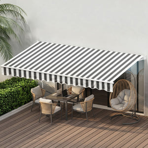 Instahut Retractable Folding Arm Awning Motorised Sunshade 4.5Mx3M Grey White